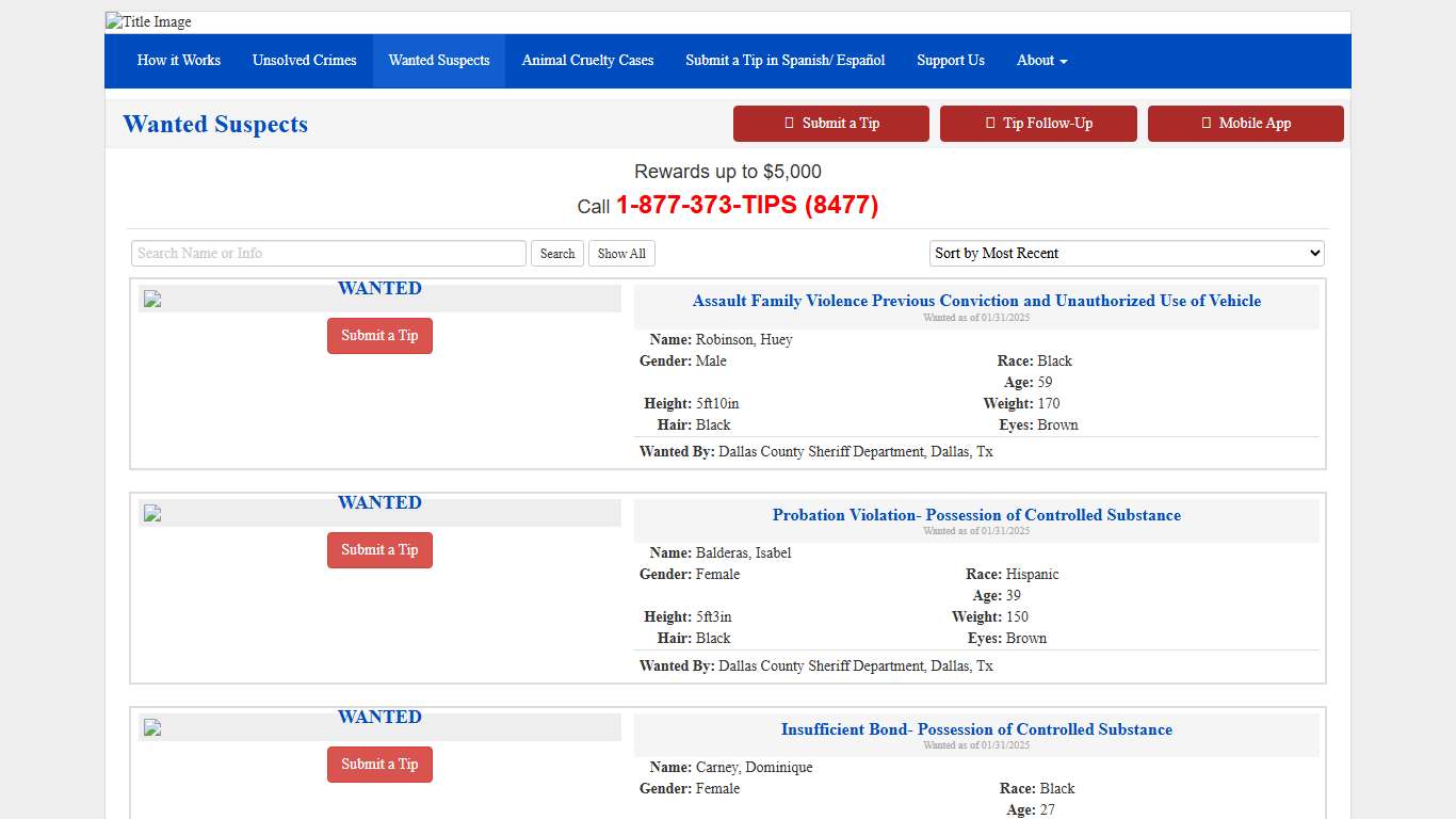 Wanted Suspects - North Texas Crime Commission